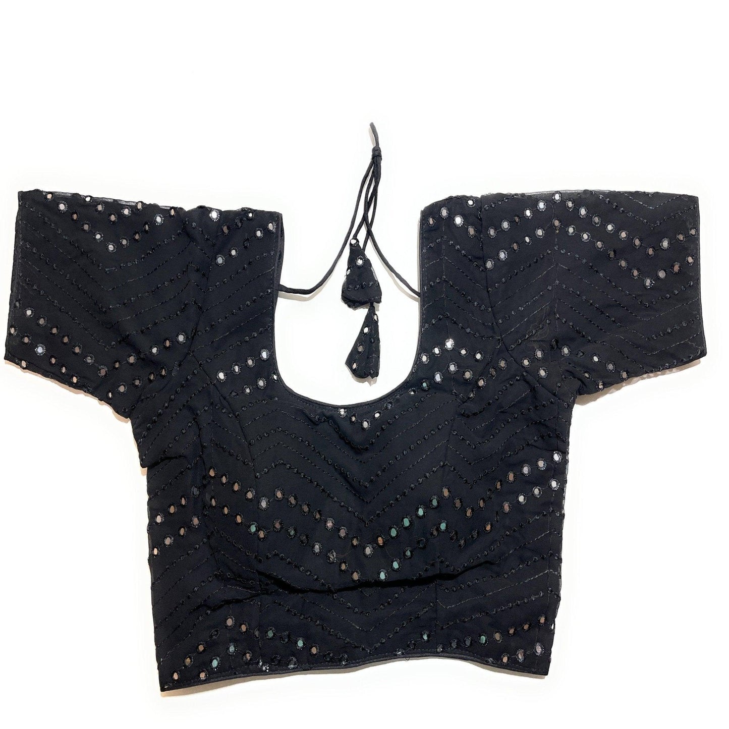 Georgette foil mirror readymade blouse yellow - Indiakart Boutique