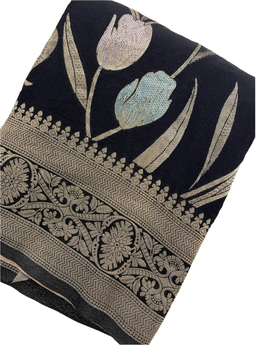 Designer Saree- Black Tulip