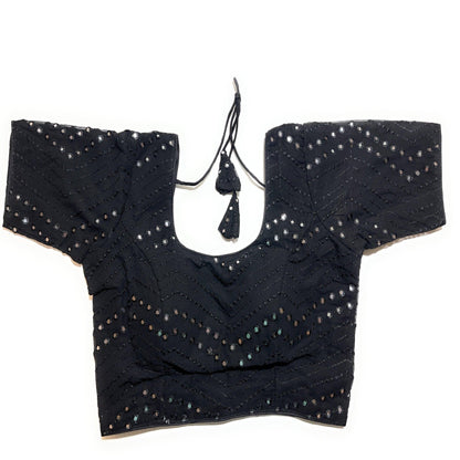 Georgette foil mirror readymade blouse yellow - Indiakart Boutique