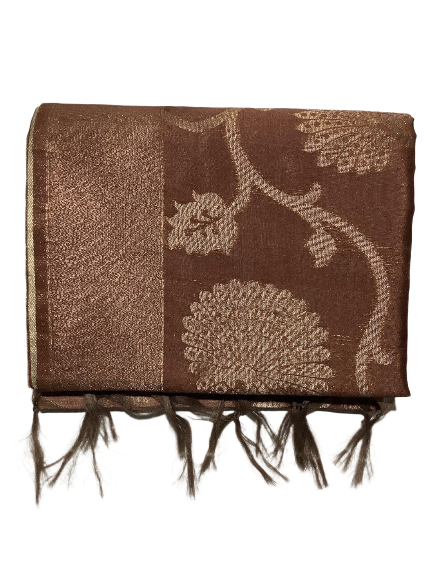 Silk cotton saree brown - Indiakart Boutique